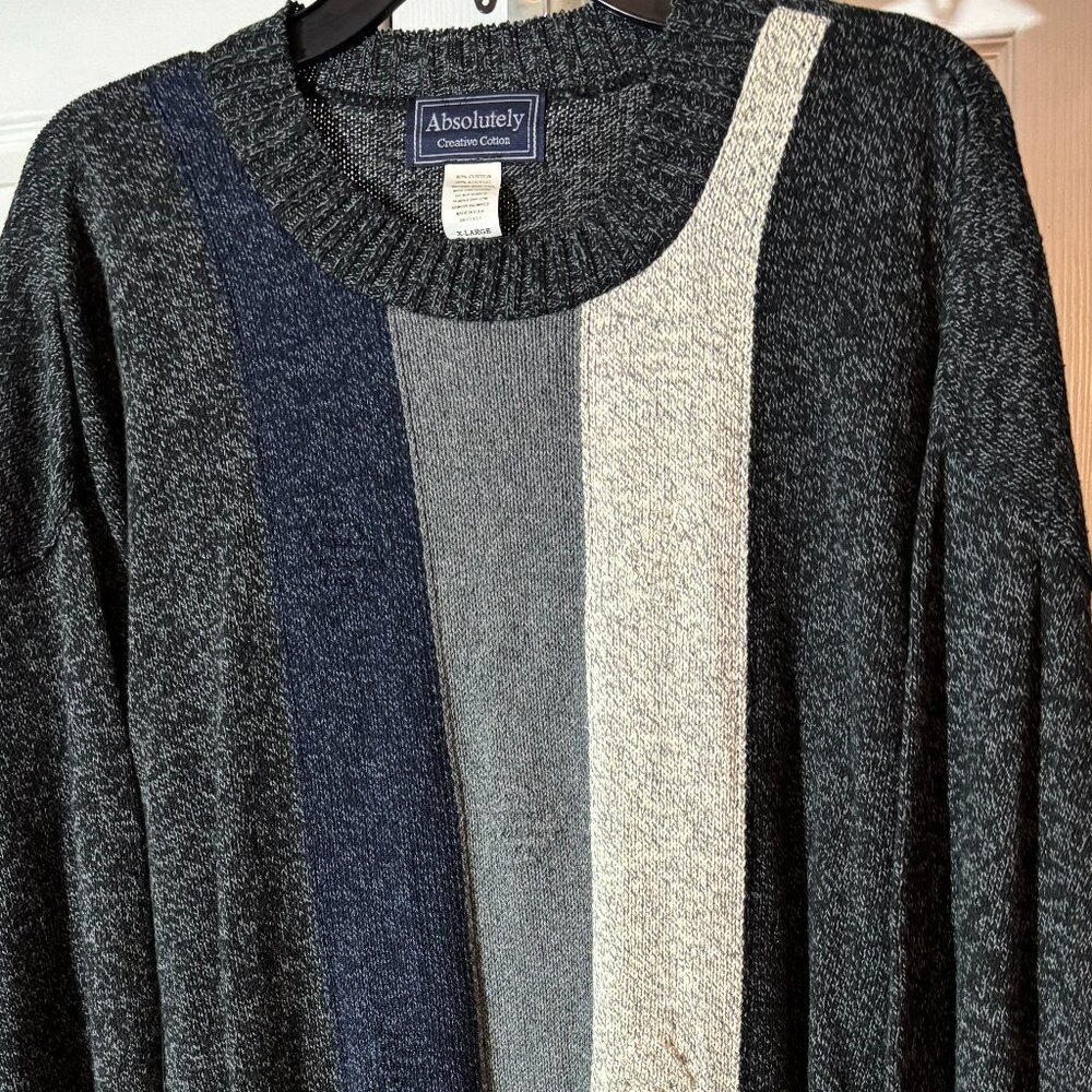 Vintage Absolutely Creative Cotton Men's Sweater Sz XL Gray/Blue